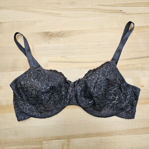 Cacique 38D Bra Lane Bryant Lace Unlined Semi Sheer Underwire Full Coverage